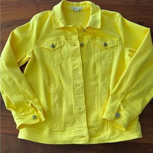 Coldwater Creek bright yellow classic denim jean jacket  sz M